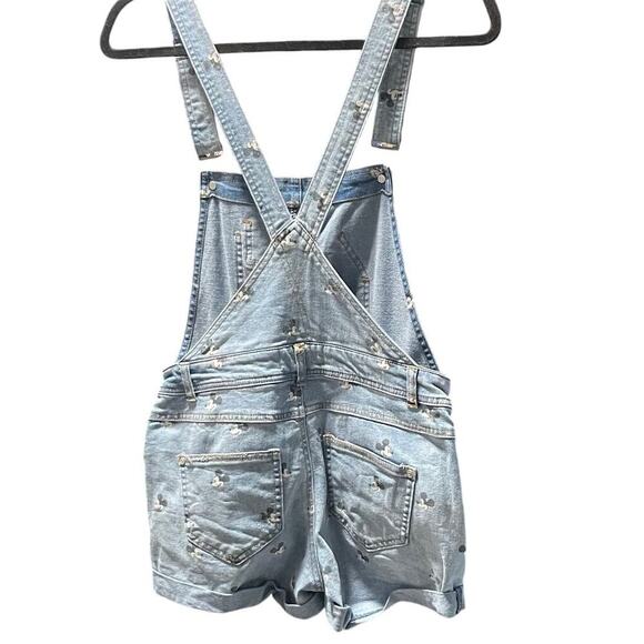 Disney Parks Mickey Mouse Denim Jeans Short Overalls Size M JUNIORS - Picture 2 of 9